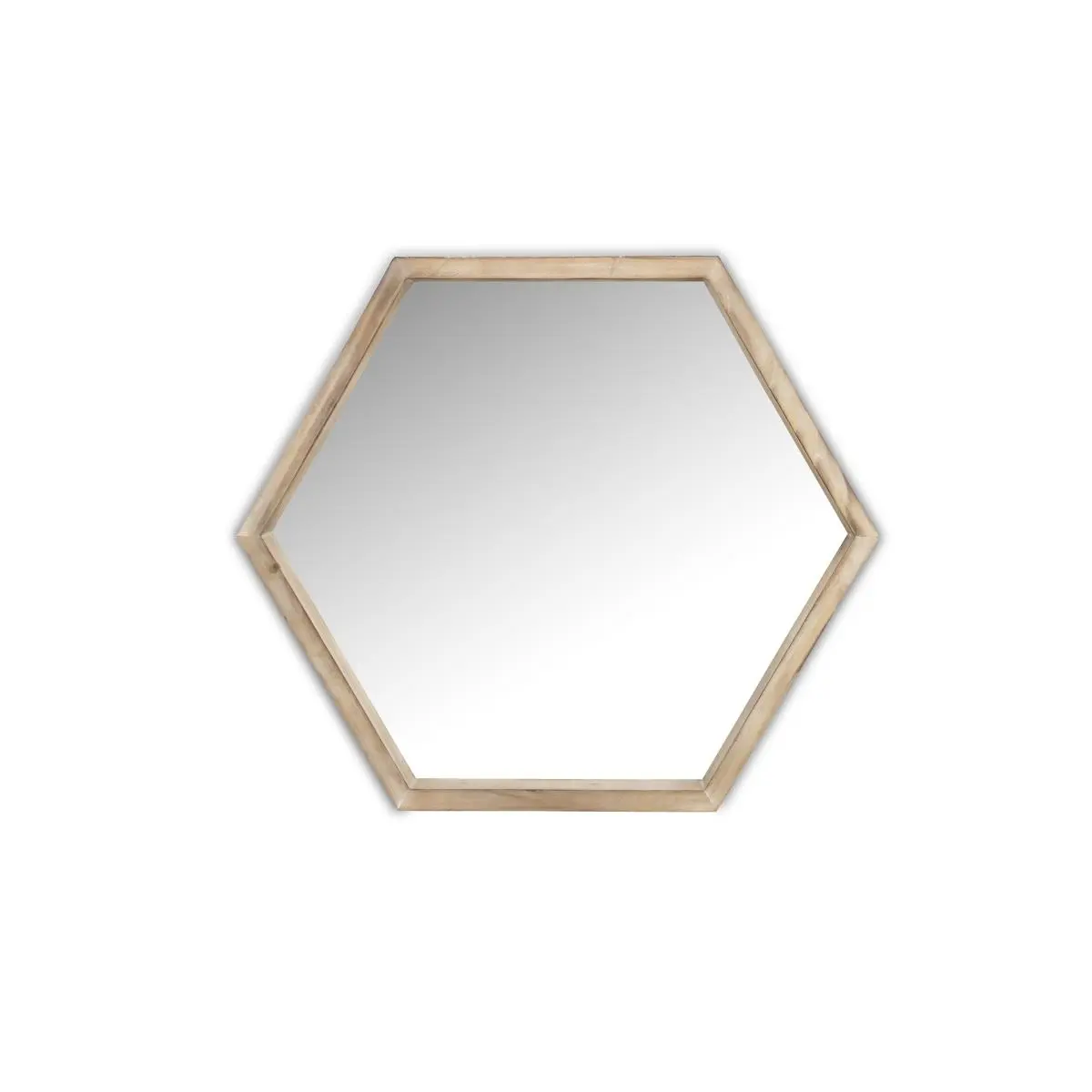 Cheungs 4577 Single Unit Elegant Hexagonal Wooden Wall Mirror, 23.5x20.5"x2.5" Statement Piece with Mirror Surface, Wall Hanging Home Decor for Entryway, Hexagonal Shape