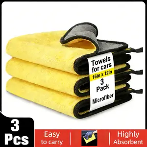 Pro-Grade Car Drying Towels (3-Pack) - Streak-Free Shine for Waxing, Polish & Interior | Ultra Absorbent Microfiber