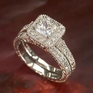 Engagement Rings  for Women ,Silver  Zircon Ring for her ,Anniversary Wedding Ring