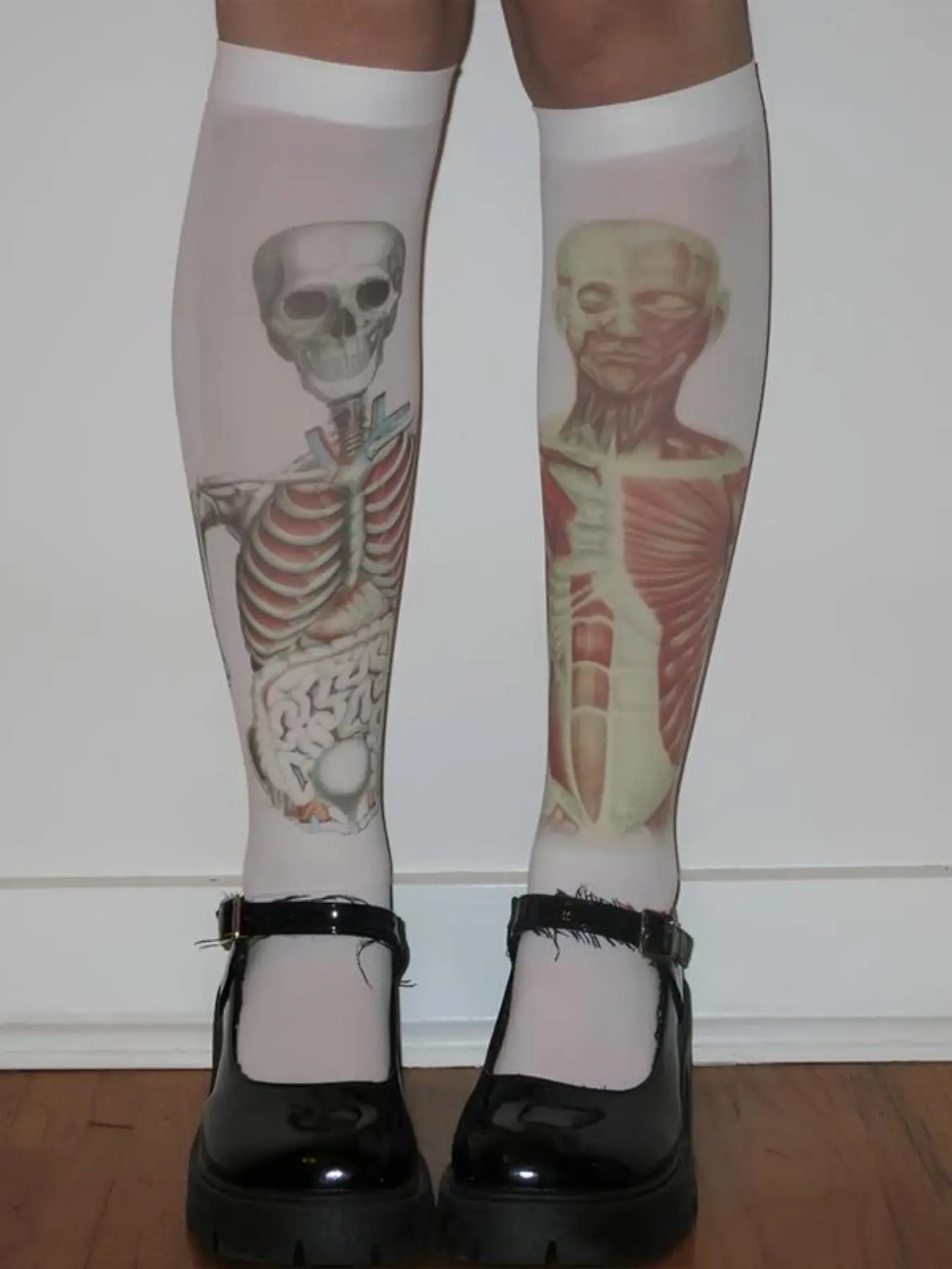Gothic Skeleton Skull Print Crew Socks, Dress Socks, Elastic Socks, Socks Women, Vintage Aesthetic Dark Style, Unisex All-Season Everyday Mid-Calf Socks, Summer Fashion Footwear Accessory