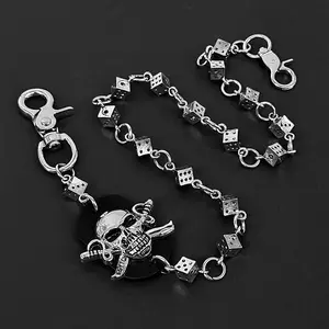 Punk Rock Pirate Dice Wallet Chain Mens Skull Hip-Hop Key Chain Jeans Pant Chain