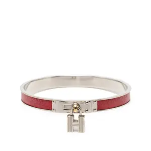 Pre-owned HERMÈS 1 Small Leather Goods Kelly H Cadena Metal Leather Bracelet gz