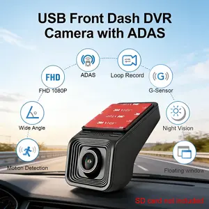 Universal Car USB Dash Cam 1080P HD Night Vision, Android Large Screen Dvr, Adas Front Collision Warning, 140° Wide Angle, H.264 Encoding, Car Dash Camera