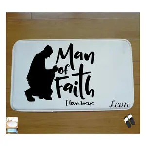 Personalized Prayer Mat-"MAN OF FAITH" uniquely PERSONALIZED with your Name | Non-slip | Anti-skid | Indoor | Prayer Room | Bedside | Christian Gift