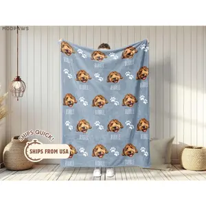 Custom Pet Blanket Using Pet Photo + Name Custom Dog Blanket Personalized Dog Blankets Cat Picture Blanket Pet Photo Blanket Dog Dad Gift