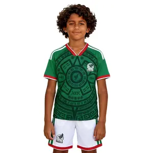 2026 Mexico National Team Home Green Short Sleeve Set Soccer Jersey Children's Version Breathable