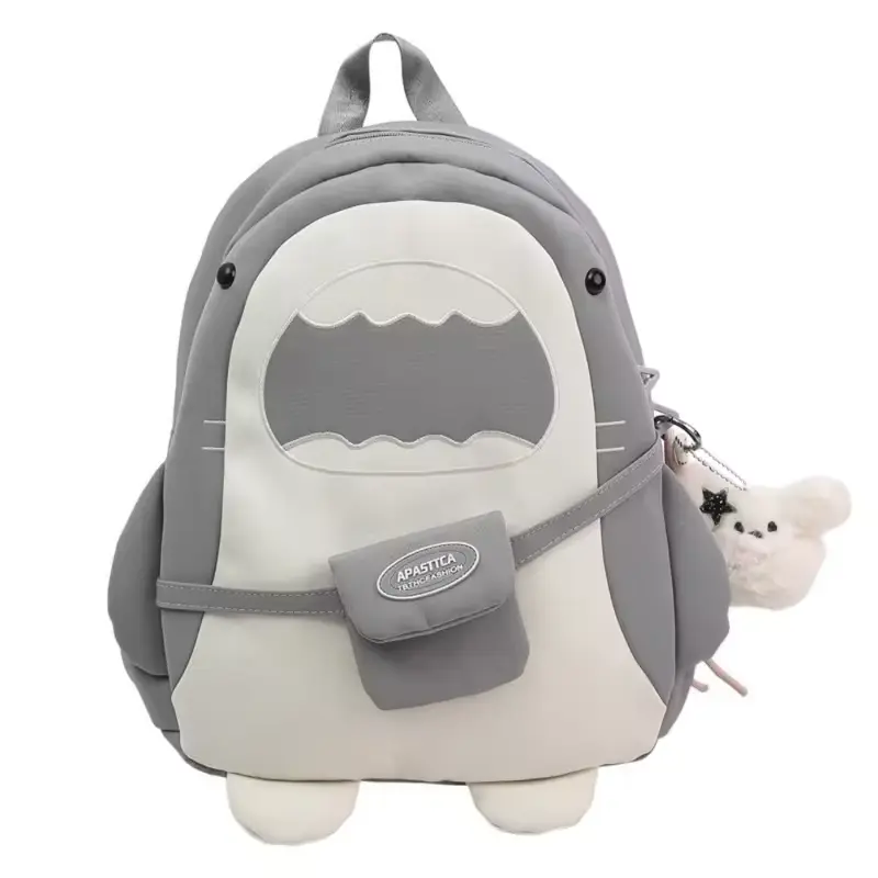 For Women Large Capacity Cartoon Backpack Versatile Unique Shark Backpack Lightweight Creative Student Backpack Daily Use