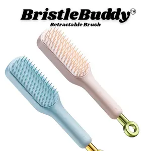 Holics Beauty BristleBuddy Retractable Brush Comb for All Hair Types Lightweight Portable One-Button Operation Sleek Modern Design