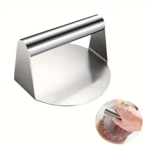 Stainless Steel Burger Press, Non-Stick Hamburger Patty Maker, Ergonomic Handle, Flat Surface, Ideal BBQ Kitchen Tool