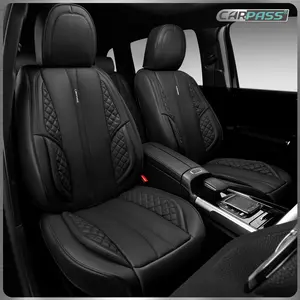 CAR PASS Nappa PU Leather Car Seat Covers Full Set Waterproof Protector Durable Cushioned,Universal Fit for Sedan SUV Pick-up Truck,Anti-Slip