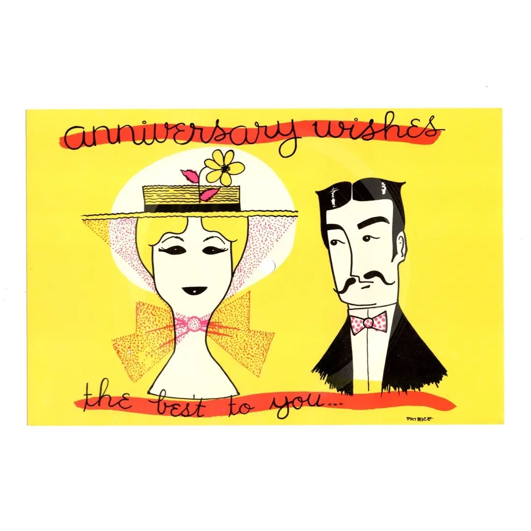 Vintage Musical Postcard Company A Happy Anniversary Postcard For Record Player
