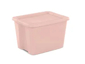 Large Storage Bin, 18 Gallon Plastic Storage Container with Snap-On Lid, Light Pink