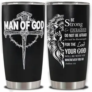 Christian Tumbler for Men Christian Gifts for Men, 20oz Tumbler with Straw and lid, Inspirational Gifts for Men, Graduation Gifts for Men, Travel Mug Coffee Cup, 1pc
