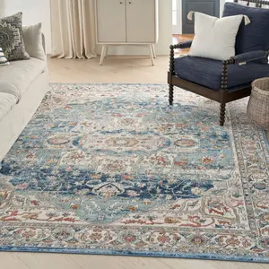Nourison Concerto Vintage Traditional Decorative Area Rug, Vintage Design Rug with Fade-Treated Fabric, High Pile, Medallion Motif for Indoor Use