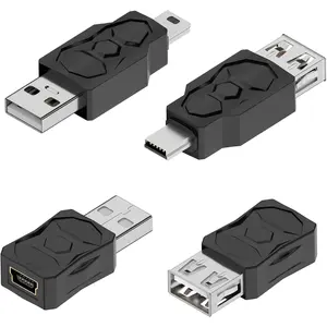 4-in-1 USBAdapter: A to Mini B 2.0, 5V/2A , 480 Mbps Data Transfer for Phones/Tablets/Cameras/ Players