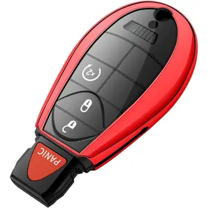 Key Fob, Soft TPU Case Compatible with 2013-2018 Grand Caravan Charger Challenger Durango Journey Magnum Remote/Smart Key, Red