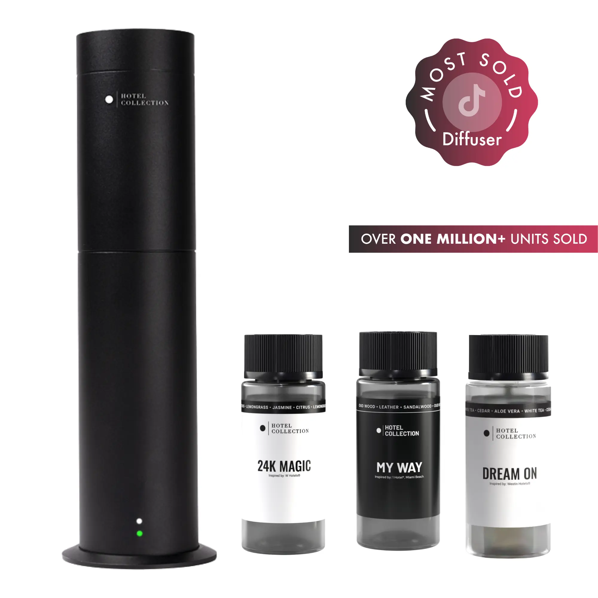 Hotel Collection | Scent Diffuser Discovery Kit Covers up to 600 sq/ft with 3 Fragrance Oils 50mL (1.69 Fl Oz)
