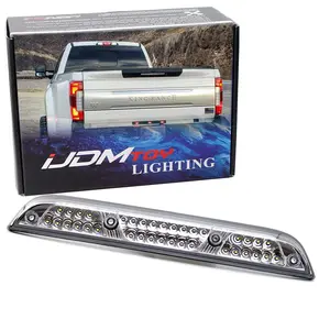 iJDMTOY Clear Lens w/Chrome Reflector Full LED High Mount Third Brake Lamp w/ F1 Strobe Flash Feature For Ford 2015-2020 F-150, 2017-up F-250 F-350, 2019-up Ranger, 2022-up Maverick
