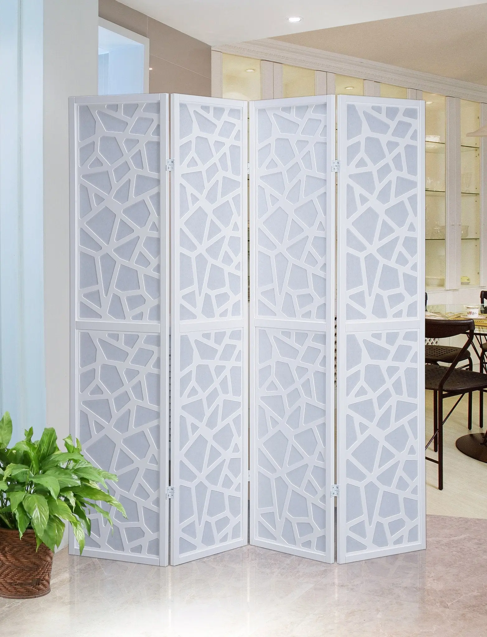 Giyano White 4 Panel Screen Room Divider Giyano White 4 Panel Screen Room Divider