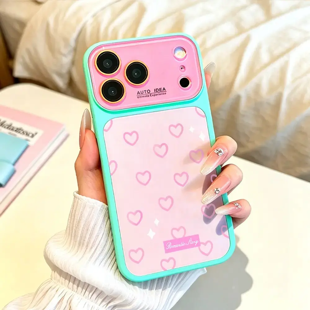 Love Heart Gift,Cute Pink Lovers Design,Romantic Story Theme,Sweet Aesthetic Hearts Pattern,Valentine Gift Idea Soft Pink Heart Lover Present Dopamine Color Block Pink Heart Pattern Phone Casefor iPhone 17 Pro Max 17 Air 17Pro 16 15 14 13  Pro Max