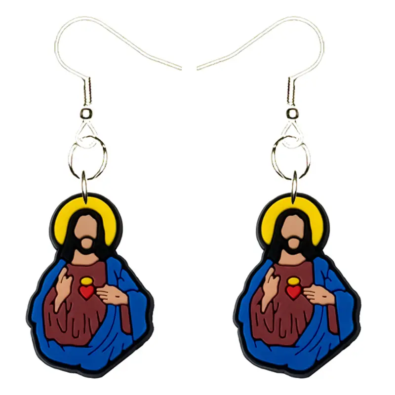 Jesus Earrings Hypoallergenic Silver Plated Fishhooks Yazzle Dazzle Religion Church Spiritual Bible Pastor Priest