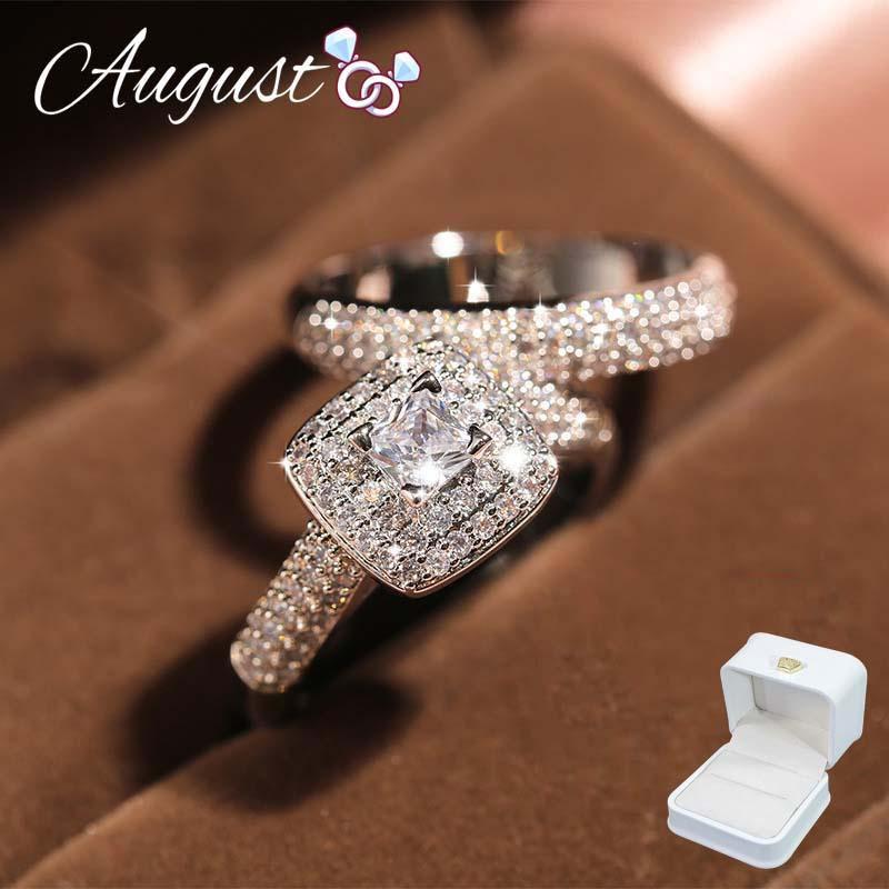 Women's Fashion Stackable Moissanite Decorated Wedding Ring Set, Synthetic Gemstone Bridal Engagement Anniversary Ring with Gift Box, Sizes 6-11, SpringStatements, Fashion Stackable Rings, Moissanite Decorated Ring