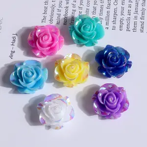 10pcs/set 20mm Rose-Shaped Flat-Back Resin Plated Nail Flowers Ideal for Flower Nails, nail art decoration, DIY phone case embellishments, planner DIY crafting materials, wedding beaded bouquet decorations, and DIY earring accessories.