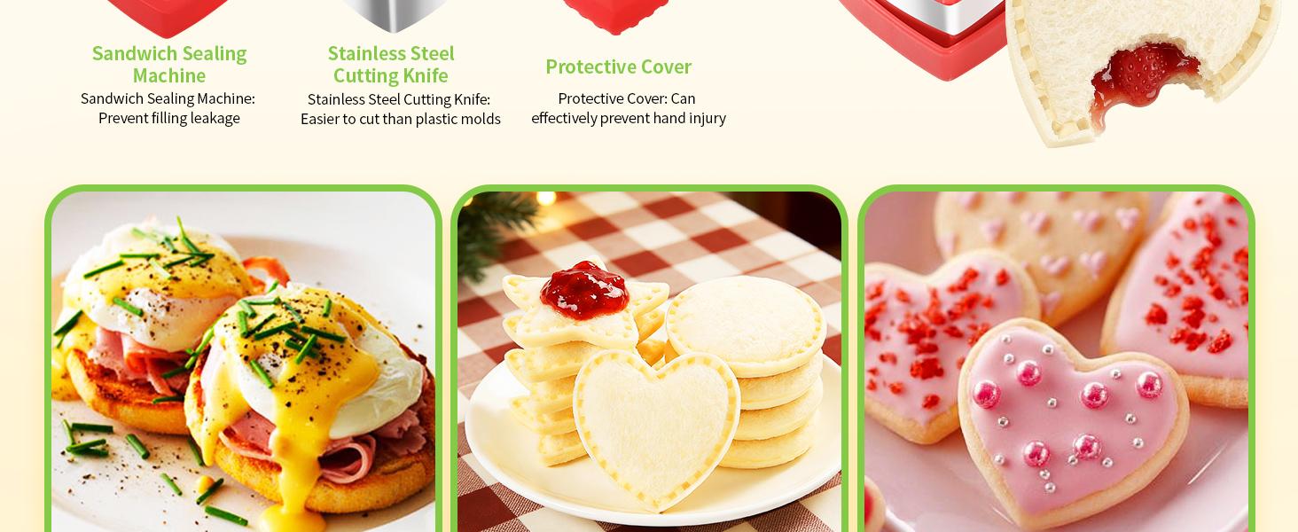 Sandwich Cutter and Sealer,Set of 4 Bread Sandwich Decruster Pancake Maker DIY Cookie Cutters for Kids Bento Box,Round Heart Star Square Shapes Sandwich Decruster Press Mold