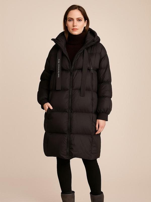 Puffer Jacket for Women - Thickened Hooded Cotton Padded Coat, Long Loose Fit, Warm & Versatile