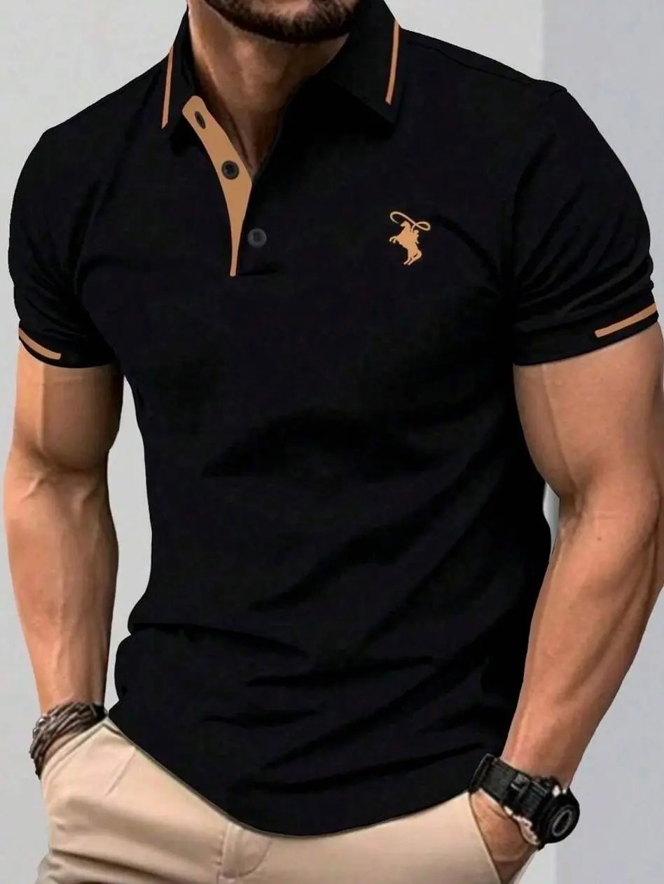Men's Contrast Trim Short Sleeve Polo Shirt - Versatile & Stylish Summer Top