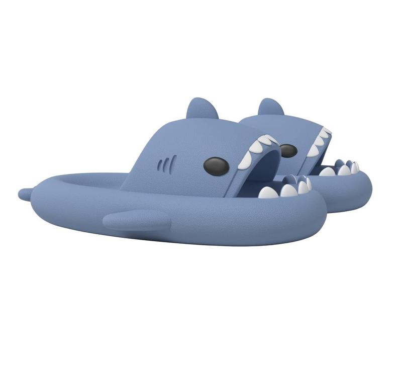 Cute Cartoon Graffiti Slides Slippers Shark Slides for Women Men Soft Slippers open-toe Shark sandal Cushioned Slides Beach Pool Shower Cruise Slippers with Comfy Thick Sole
