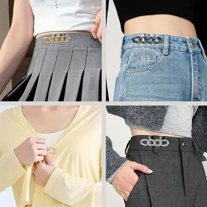 2pcs Pin type waist button can be detachable non-seam waist button to reduce waist size Adjustable Jeans Button Pins No Sew and No Tools Instant Pant Waist Tightener Detachable Decorative Waist Buckles Adjuster or Loose Jeans Pants