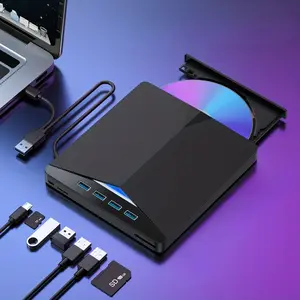 7 in 1 USB 3.0 & Type-C DVD Player, Protable CD/DVD Burner, External DVD Drive for Laptop Desktop PC, Compatible with Mac Window Vista Linux