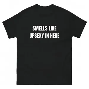 Men's Round Neck Short-Sleeve Cotton Graphic T-Shirt - Menswear Casual T-Shirts with Natural Soft Fabric, Funny "Smells Like Up Sexy In Here" Print, Casual Sports Top
