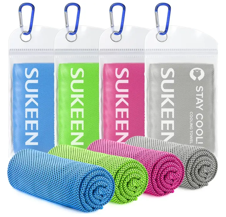 4 Pack Cooling Towels (40"x12"), Cooling Neck Wraps, Ice Towel, Soft Breathable Chilly Towel,Microfiber Towel for Yoga,Sport,Running,Gym,Workout,Camping,Fitness,Workout & More Activities
