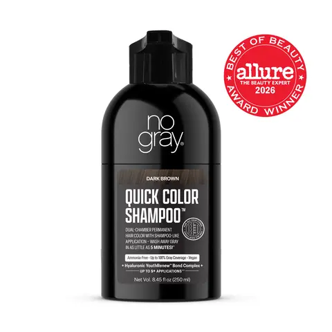 No Gray Quick Color Permanent Hair Color Shampoo - 100% Gray Coverage in 5 Minutes, Dual-Chamber Pump, Black or Brown, 8.45 oz
