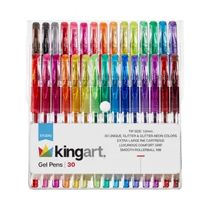 KINGART Glitter Gel Pens Set – 30 Vibrant Colored Pens for Adult Coloring, Art and Crafts