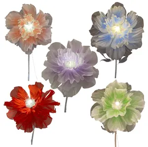 Automatic opening and closing LED artificial flowers, wedding party event artificial flower decorations for shopping malls