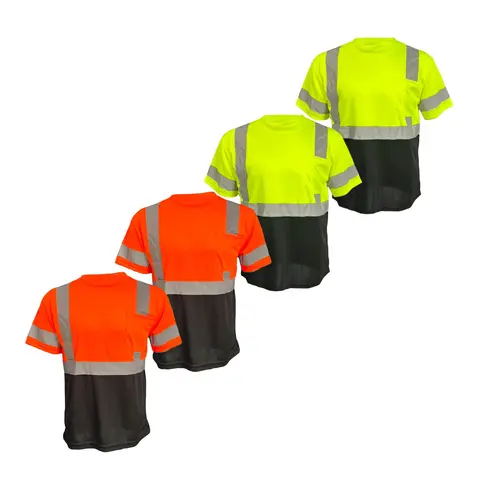 4 PACK ST906 FX Class 3 High Visibilty Yellow Short sleeve safety shirt