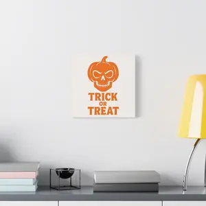 Halloween Wall Art, Trick or Treat Canvas, Stretched Canvas Decor, Spooky Home Decor, Holiday Decoration, Autumn Art