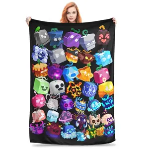 B-Blox Game Fruits Blankets Mythical Cartoon Anime Flannel Funny Warm Throw Blanket Soft Warm Cozy Throw for Bed Sofa Nap Travel, Cute Home Decor, Holiday Gift