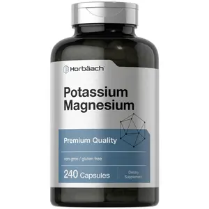 Horbäach Potassium Magnesium Supplement | 240 Capsules | Premium Quality | Non-GMO & Gluten Free