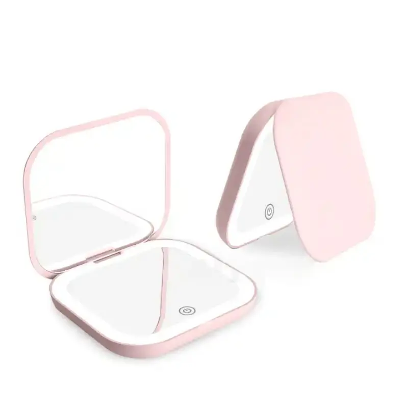 HOT SALE Portable Mini Led Makeup Mirror, 1 Count Foldable 2x Magnifying Makeup Mirror, Compact Size Handheld Mirror for Travel & Daily Use, Travel Hand Mirrors