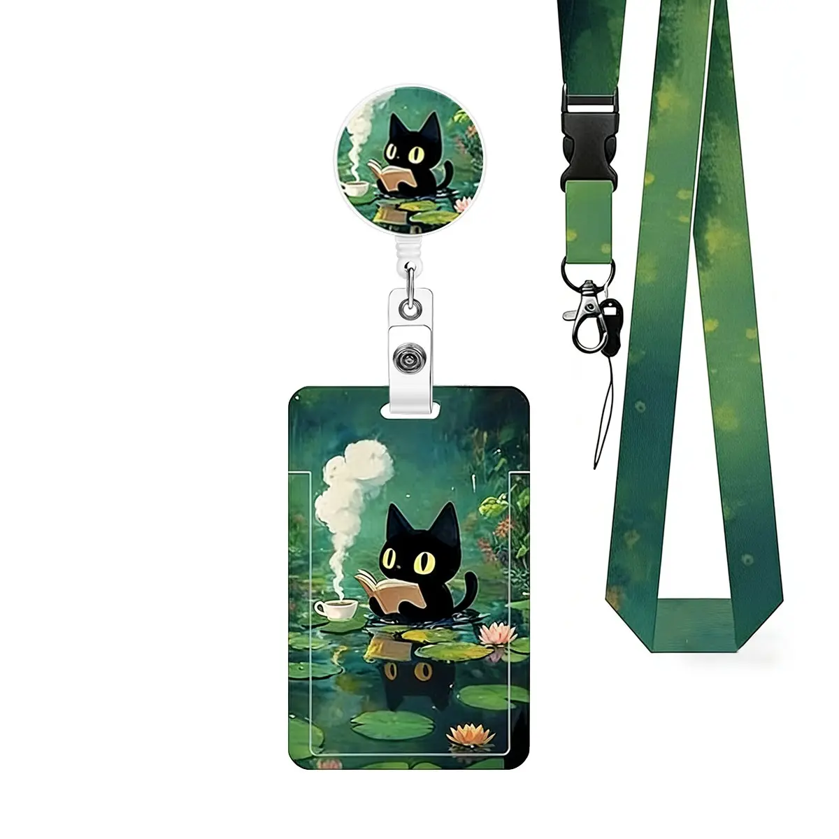 Cat ID Badge Reel Set, Medical Assistant Badge Accessories, Badge Buddy Nursing, Nurse Name Tag Clip, Detachable Lanyard Card Holder, ID Badge Holder With Lanyard, Office Gift for Women Teachers Nurses Doctors, Badge Reels Retractable