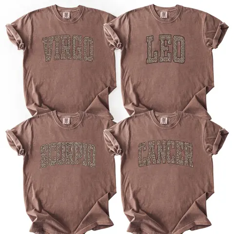 Comfort Colors Leopard Zodiac Shirt for Women - Espresso, Custom Astrology Sign Crewneck, 12 Horoscope Sweatshirts, Cute Birthday Gift, Trendy Fall Outfit, Cozy Unisex Pullover for Zodiac Lovers, Christmas Gift  - AL
