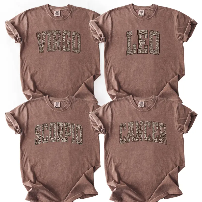 Comfort Colors Leopard Zodiac Shirt for Women - Espresso, Custom Astrology Sign Crewneck, 12 Horoscope Sweatshirts, Cute Birthday Gift, Trendy Fall Outfit, Cozy Unisex Pullover for Zodiac Lovers, Christmas Gift  - AL