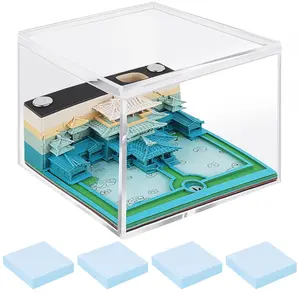 Castle Memo Pad, 150 Sheets Tear Off Notepad with Pen Support - Notebook, Desk Organizer for Office Home Decor, Gift Idea (9 x 9 x 5 cm)