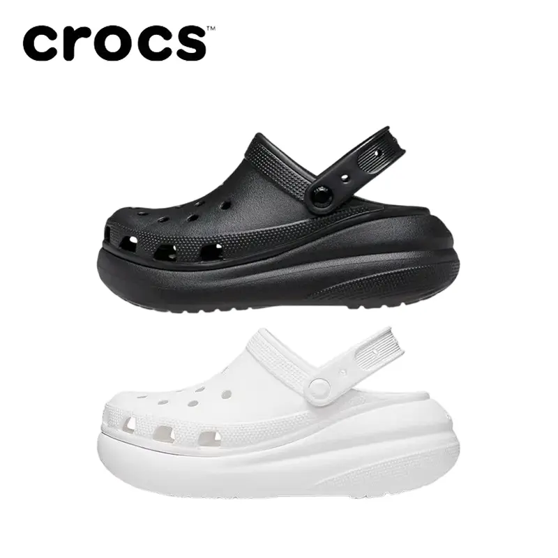 Crocs Crush clog, puffy fashion casual design, thick sole for added height, perforated shoes, women’s style  207521-001 207521-100