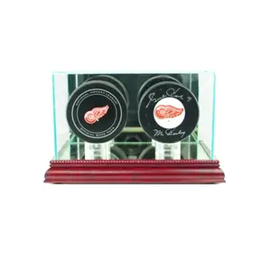 Perfect Cases  Double Hockey Puck Display Case- Cherry
