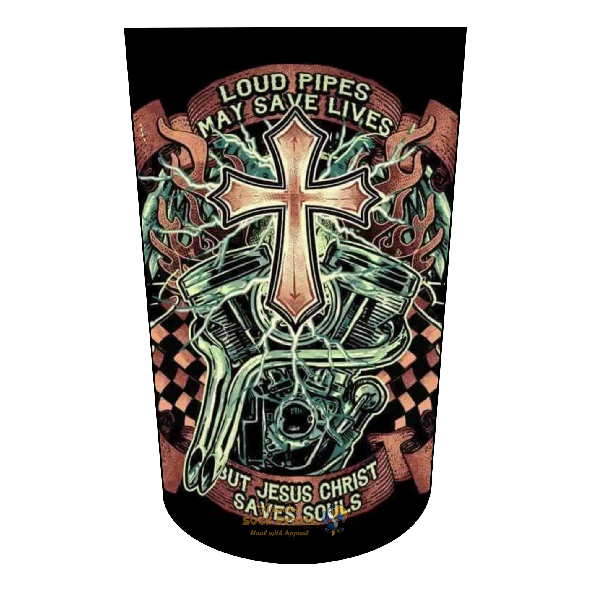 Women's Amputee Prosthetic Sock with 'Loud Pipes Save Lives' Graphic, 3-Ply Custom Design for Comfortable Limb Support and Warmth, Underwear For Women